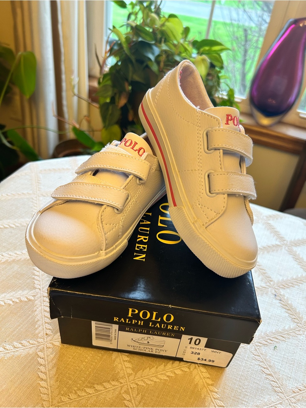Little girl size 10 Polo by Ralph Lauren Kids White/ pink Sneakers